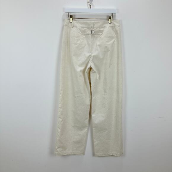 J.Crew Full Length Wide Leg Trouser Cotton Linen Blend Ivory Relaxed US 6 NWT - Picture 6 of 15